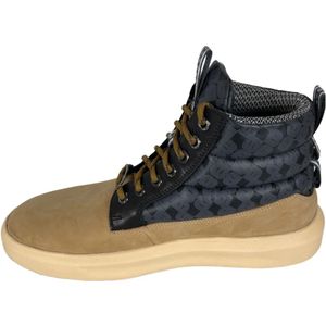 Baldessarini, Heren High Top Sneaker met Nubuck/Nylon en Stiksels - Beige Beige, Heren, Maat:44 EU