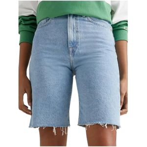 Tommy Hilfiger, Korte broeken, Dames, Blauw, W24, Denim, Hoge Taille Bermuda Denim Shorts