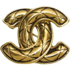 Chanel Vintage, Pre-owned, Dames, Geel, ONE Size, Pre-owned Metal brooches