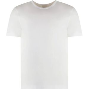 Calvin Klein, Tops, Heren, Wit, L, Katoen, Geribbelde Kraag Katoenen Crew-Neck T-Shirt