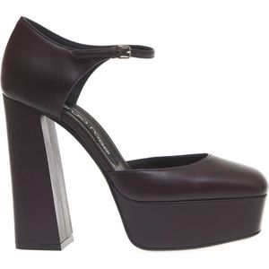 Sergio Rossi, Mora Leren Pump met Plateau Rood, Dames, Maat:37 1/2 EU