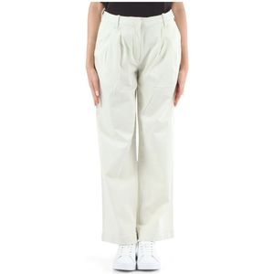 Calvin Klein Jeans, Broeken, Dames, Beige, L, Katoen, Stretch katoenen broek met logo borduurwerk