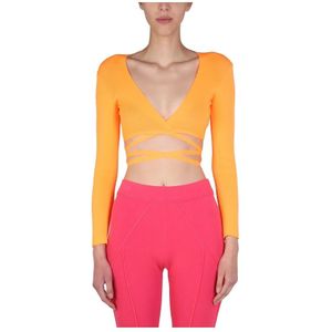 Msgm, Tops, Dames, Oranje, M, Polyester, Bovenkant