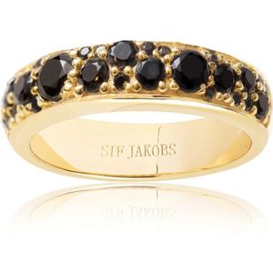 Sif Jakobs Jewellery, Novara Uno Zwarte Zirkonia Ring Geel, Dames, Maat:50 MM