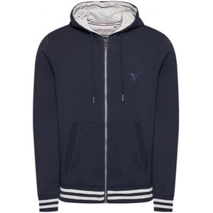 Guess, Sweatshirts & Hoodies, Heren, Blauw, L, Katoen, Blauwe sweatshirt met grijze rits