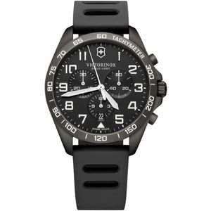 Victorinox, Accessoires, Heren, Zwart, ONE Size, Zwarte Siliconen Quartz Horloge
