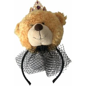 Dolce & Gabbana, Accessoires, Dames, Veelkleurig, ONE Size, Teddybeer Kristallen Kroon Haarband