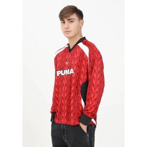 Puma, Tops, Heren, Rood, L, Rood sportief T-shirt met lange mouwen