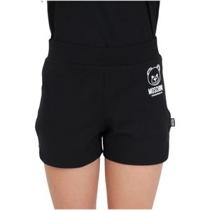 Moschino, Korte broeken, Dames, Zwart, L, Katoen, Zwarte Shorts met Logo voor Dames