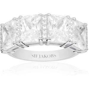 Sif Jakobs Jewellery, Accessoires, Dames, Grijs, 60 MM, Elegante Zirkonia Zilveren Ring