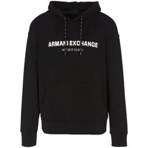 Armani Exchange, Sweatshirts & Hoodies, Heren, Zwart, S, Katoen, Zwarte Armani Exchange Heren Sweatshirt