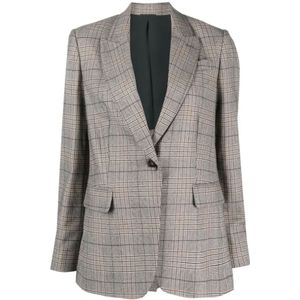 Brunello Cucinelli, Multi Colour Ruitjes Enkellange Blazer Veelkleurig, Dames, Maat:S