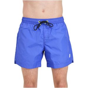 4Giveness, Badkleding, Heren, Blauw, L, Blauwe Zee Shorts met Logo Patch