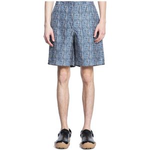 Fendi, Korte broeken, Heren, Blauw, M, Zijden Blauwe Shorts Ss 22