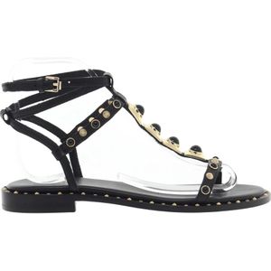 Ash, Zwart Goud Leren Platte Sandalen Party Stijl Zwart, Dames, Maat:36 EU