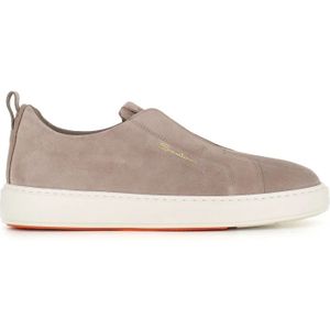 Santoni, Schoenen, Heren, Grijs, 44 1/2 EU, Suède, Grijze Suède Ronde Neus Sneakers