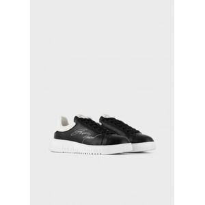 Emporio Armani, Schoenen, Heren, Zwart, 42 EU, Leer, Zwarte Leren Sneakers X4X264Xm