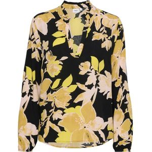 Saint Tropez, Blouses & Shirts, Dames, Geel, L, Zwart Gebrande Bloemen Blouse