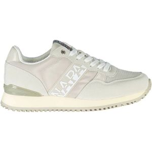 Napapijri, Schoenen, Dames, Grijs, 40 EU, Polyester, Grijze Vetersneakers met Logo-Accent