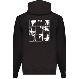 Calvin Klein, Sweatshirts & Hoodies, Heren, Zwart, XL, Katoen, Zwarte Katoenen Hoodie Sweatshirt Logo Print