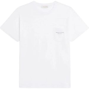 Mackintosh, Tops, Heren, Wit, L, Katoen, Witte T-shirt met zak en Rain or Shine slogan