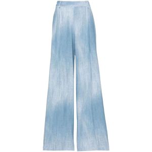 Ermanno Scervino, Blauwe Denim Print Palazzo Broek Blauw, Dames, Maat:M