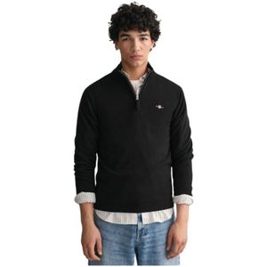 Gant, Sweatshirts & Hoodies, Heren, Zwart, S, Wol, Ultra Fijne Wol Half-Zip Trui