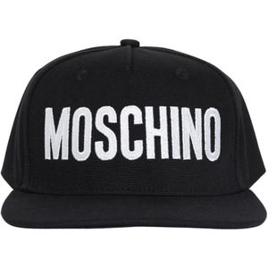 Moschino, Accessoires, Heren, Zwart, ONE Size, Katoen, Zwarte Cap met Logo Borduursel