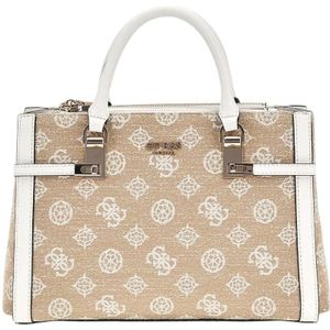 Guess, Tassen, Dames, Beige, ONE Size, Beige Status Satchel Tas voor Dames