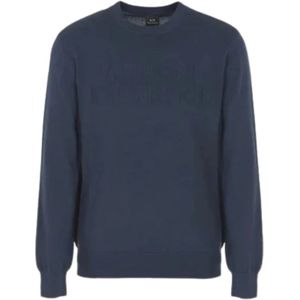 Armani Exchange, Truien, Heren, Blauw, S, Wol, Klassieke Pullover