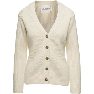 Closed, Witte Cardigan Sweaters met Lange Mouwen Wit, Dames, Maat:M