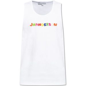 JW Anderson, Logo-geborduurde top Wit, Heren, Maat:M