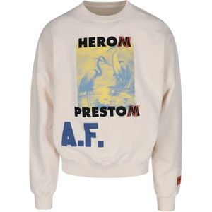 Heron Preston, Sweatshirts & Hoodies, Heren, Veelkleurig, M, Katoen, Beige Katoen Grafische Print Sweatshirt
