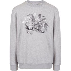 Iceberg, Sweatshirts & Hoodies, Heren, Grijs, S, Katoen, Grijze Roma Print Sweatshirt