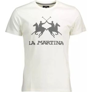 La Martina, Tops, Heren, Wit, XL, Katoen, Stijlvol Logo Print Katoenen T-shirt
