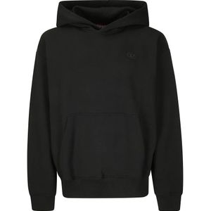 Diesel, Sweatshirts & Hoodies, Heren, Zwart, L, Geborduurd Logo Hoodie