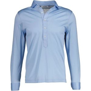 Gran Sasso, Overhemden, Heren, Blauw, 3Xl, Luxe Polo Kraag Longsleeve Lichtblauw