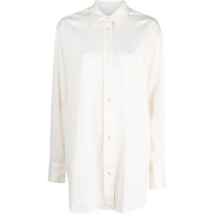 Studio Nicholson, Blouses & Shirts, Dames, Wit, M, Santos Wit Overhemd - Knoopsluiting, Lange Mouwen