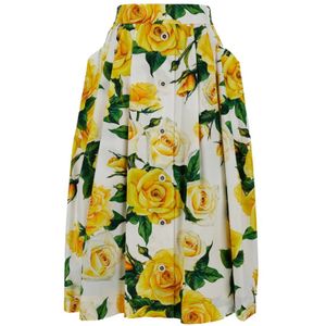 Dolce & Gabbana, Rokken, Dames, Geel, S, Katoen, Midi Skirts