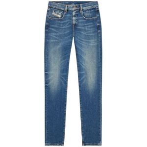 Diesel, Jeans, Heren, Blauw, W33 L34, Katoen, Slim Fit Blauwe Jeans