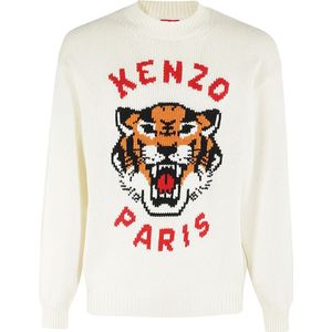 Kenzo, Truien, Heren, Wit, L, Gestreepte trui voor een stijlvolle look