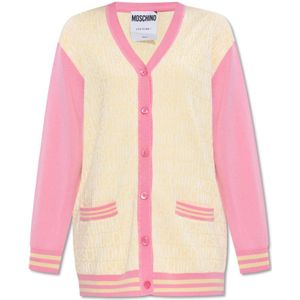 Moschino, Cardigan met logo Beige, Dames, Maat:S