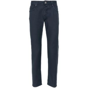 Incotex, Broeken, Heren, Blauw, W34, Katoen, Klassieke Slim Fit Navy Blauwe Jeans