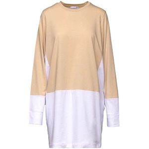 Douuod Woman, Kleedjes, Dames, Veelkleurig, S, Katoen, Lange Mouw Jersey T-shirt Crème/Wit