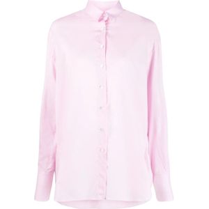 Finamore, Blouses & Shirts, Dames, Roze, M, Katoen, Roze Oversized Knoopshirt