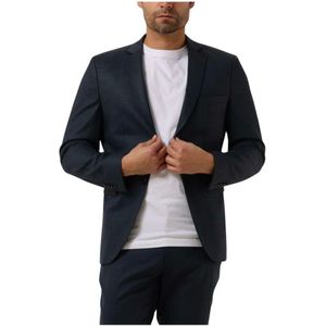 Selected Homme, Jassen, Heren, Blauw, S, Wol, Slim-fit Flex Blazer in Donkerblauw