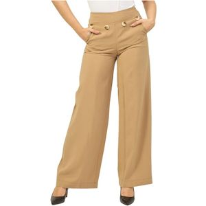 Jijil, Wijde Pijp Cargo Broek Zand Beige, Dames, Maat:M