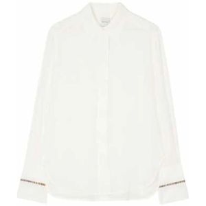 Paul Smith, Overhemden, Heren, Wit, XS, Witte Zijden Blouse met Signature Strepen