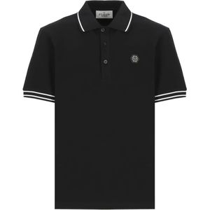 Philipp Plein, Tops, Heren, Zwart, M, Katoen, Zwarte Polo Shirt met Hexagon Logo