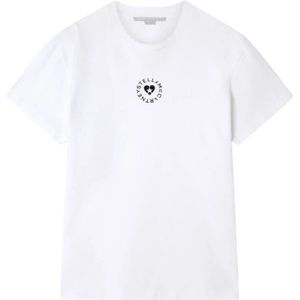 Stella McCartney, Biologisch Katoenen T-shirt met Hart- en Sterrenprint Wit, Dames, Maat:M